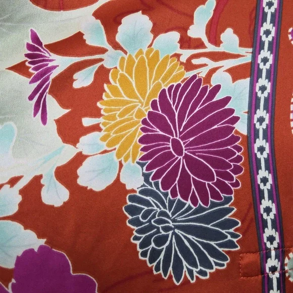 NATORI CAFTAN PINK ORANGE YELLOW ORIENTAL FLOWERS PAISLEY NIGHTGOWN LEISURE S - Picture 5 of 12